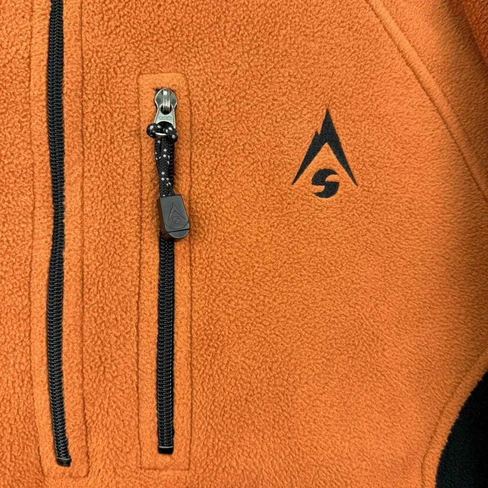 Sherpa Jacket Mens XL Orange & Black Adventure Gear Fleece Long‎ Sleeve Polartec
